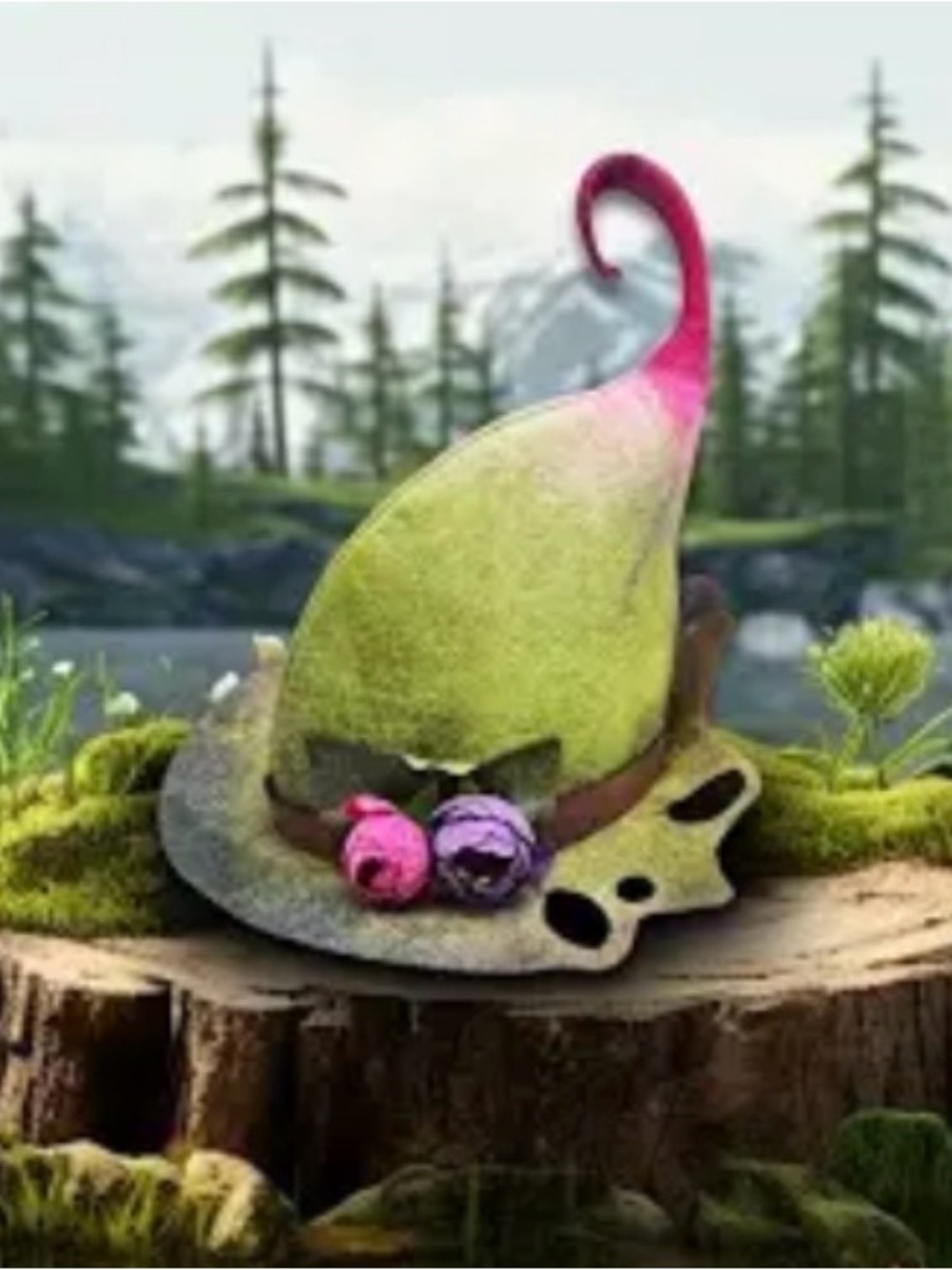 Felt Forest Fairy 🧚 Hat in Green and Pink with Floral Accents Witch costume